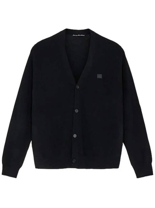 Keve Face Wool V-neck Cardigan Black - ACNE STUDIOS - BALAAN 2