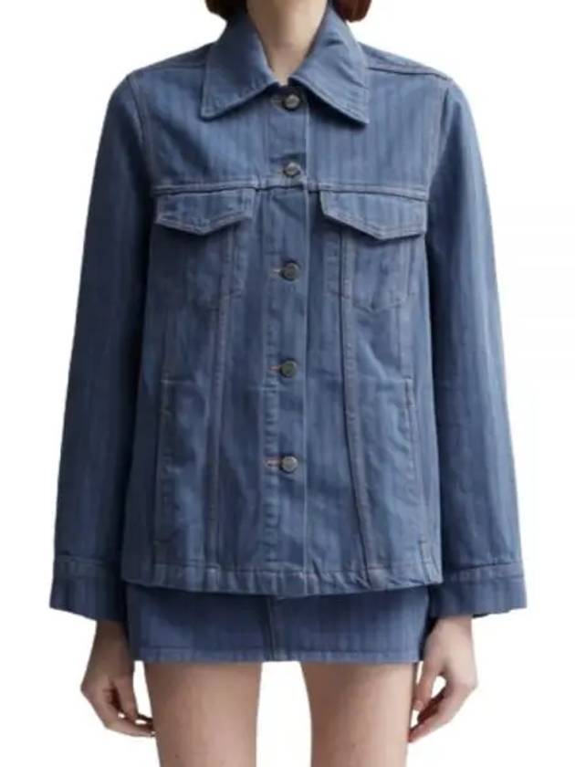 STRIPE OVERDYED DENIM JACKET J1522 099 striped - GANNI - BALAAN 1