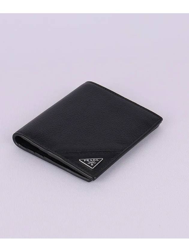 Vitello Triangular Logo Men s Bicycle Wallet Black 2MO004 2CB2 F0002 - PRADA - BALAAN 3