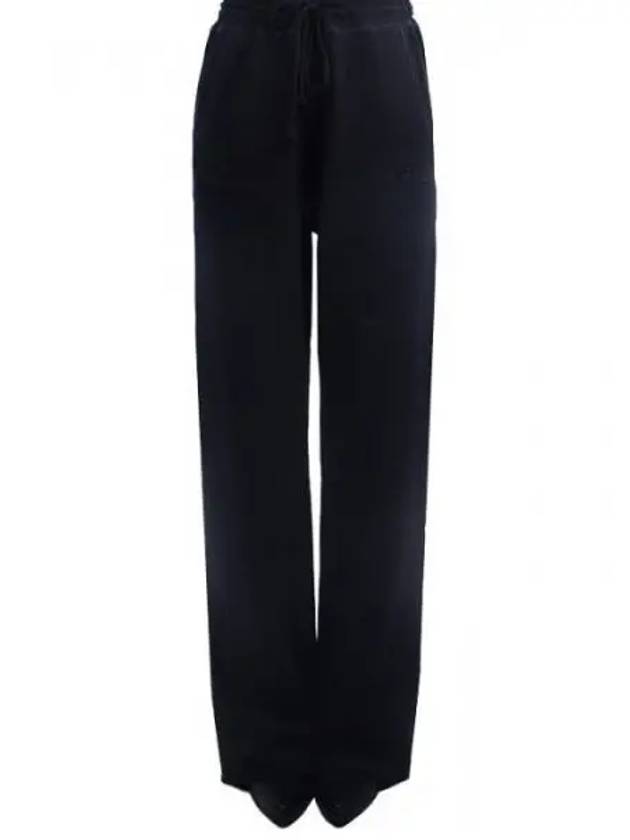 Embroidered Logo Cotton Wide Pants Black - GANNI - BALAAN 2