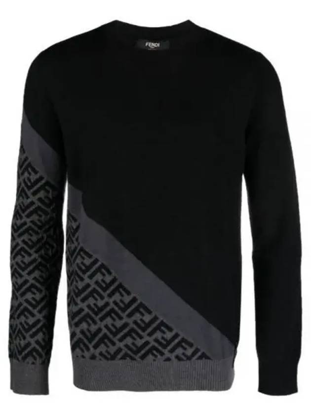 Diagonal Wool Knit Top Black - FENDI - BALAAN 2