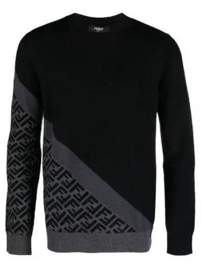 Diagonal Wool Knit Top Black - FENDI - BALAAN 2