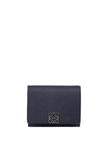 Anagram Pebble Grain Calfskin Half Wallet Black - LOEWE - BALAAN 1