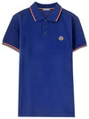 8A70300 84556 774 Three line neckline polo t shirt blue men s TJ - MONCLER - BALAAN 1