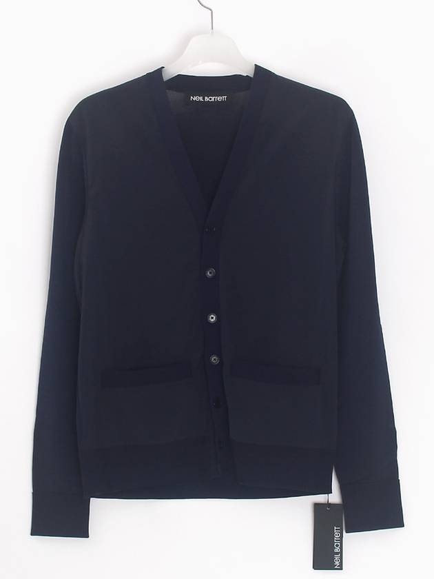 contrast panel cardigan navy - NEIL BARRETT - BALAAN.