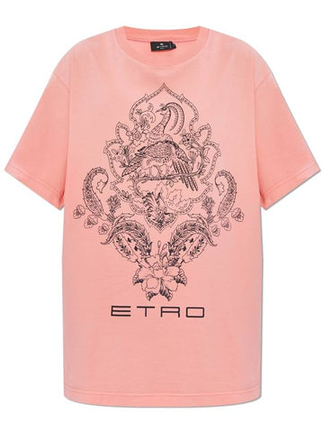 Etro T-shirt With Print, Women's, Pink - ETRO - BALAAN 1