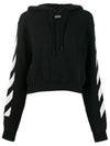 striped sleeve cropped hooded top black - OFF WHITE - BALAAN.