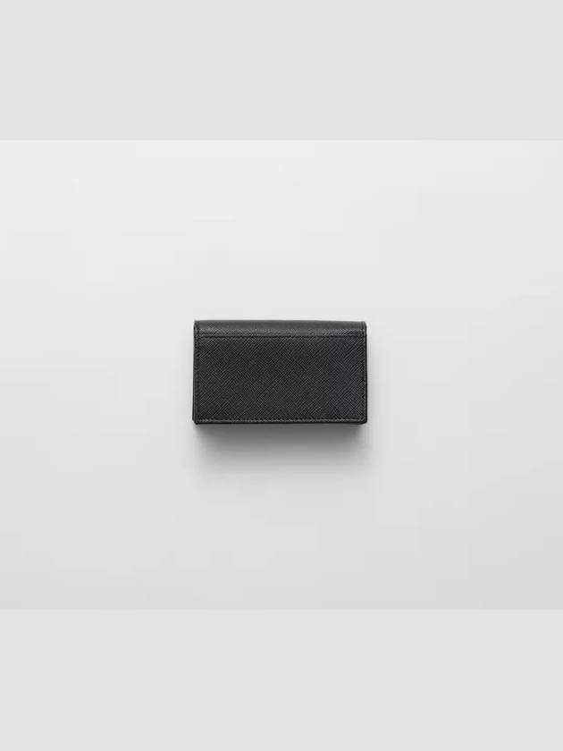 Saffiano Leather Triangle Logo Card Wallet Black - PRADA - BALAAN 4