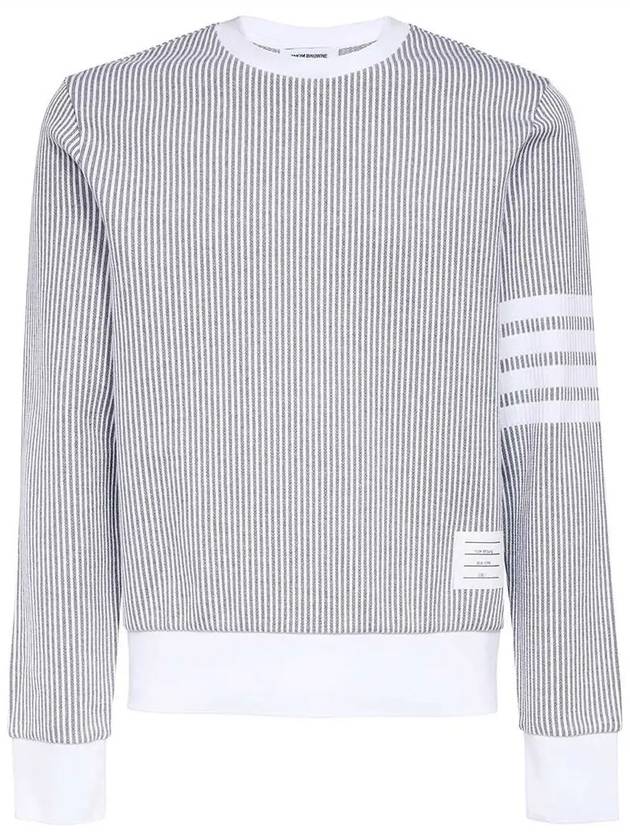 Seersucker Loopback 4 Bar Crew Neck Sweatshirt Light Grey - THOM BROWNE - BALAAN 3