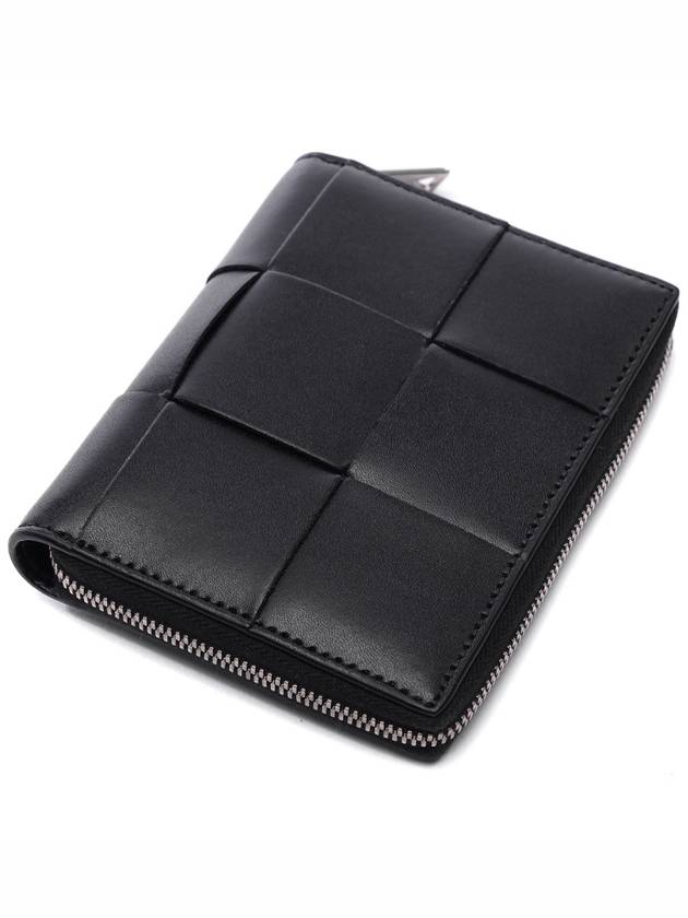 Intrecciato Zipper Around Half Wallet Black - BOTTEGA VENETA - BALAAN 6