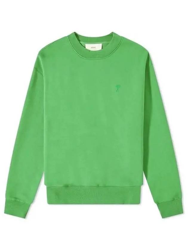 Tonal Heart Crew Neck Sweatshirt Green - AMI - BALAAN 3