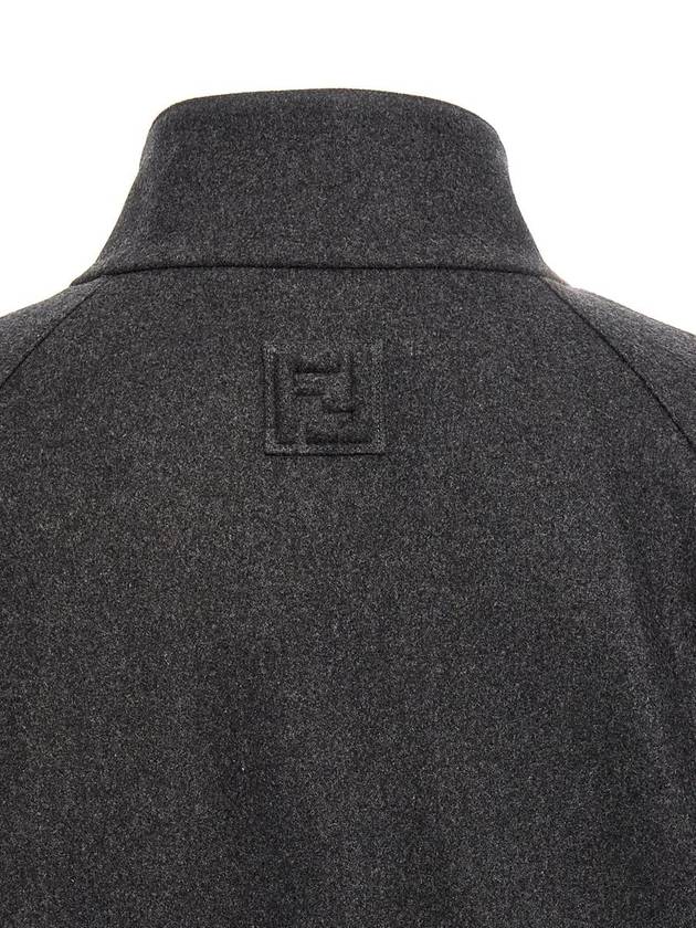 High Neck Cashmere Bomber Jacket Grey - FENDI - BALAAN 5