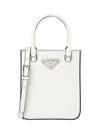 Triangle Logo Brushed Leather Small Tote Bag White - PRADA - BALAAN 2