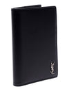 Tiny Cassandre Monogram Silver Leather Passport Wallet Black - SAINT LAURENT - BALAAN 5