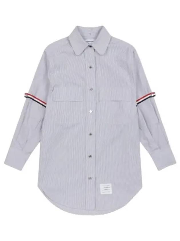 Mini oversized striped shirt dress med gray - THOM BROWNE - BALAAN 1