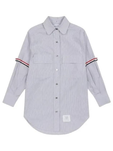 Mini oversized striped shirt dress med gray - THOM BROWNE - BALAAN 1