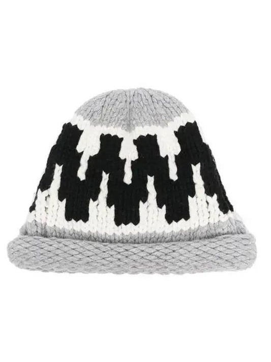 pattern wool beanie misty gray - KENZO - BALAAN.