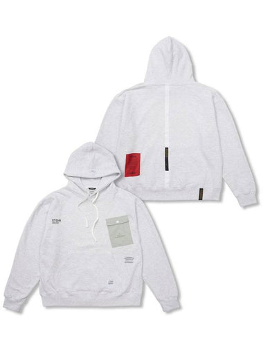 Tech Pocket Oversized Hoodie White Melange - STIGMA - BALAAN 1