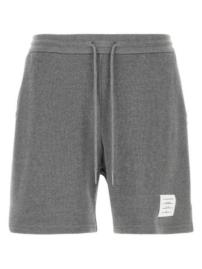 Men's Textured Cotton Shorts Grey - THOM BROWNE - BALAAN 2