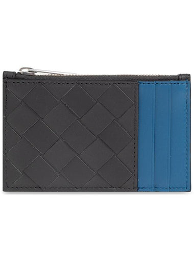 Intrecciato Zippered Leather Card Wallet Grey - BOTTEGA VENETA - BALAAN 1