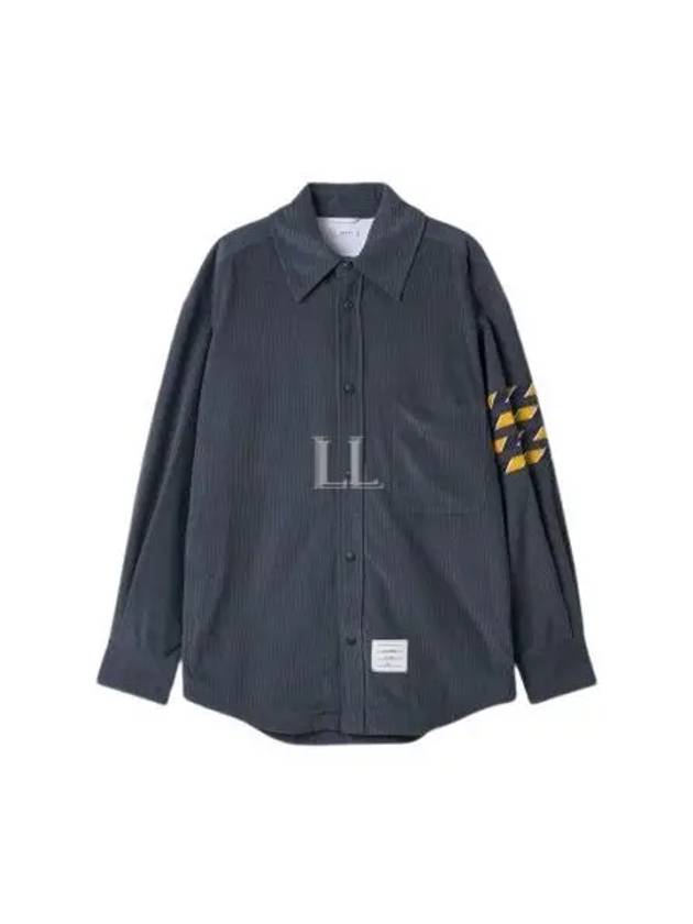 Corduroy Oversized Long Sleeve Shirt Navy - THOM BROWNE - BALAAN 2