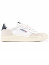 Women's Leather Suede Medalist Low Top Sneakers White Blue - AUTRY - BALAAN 2