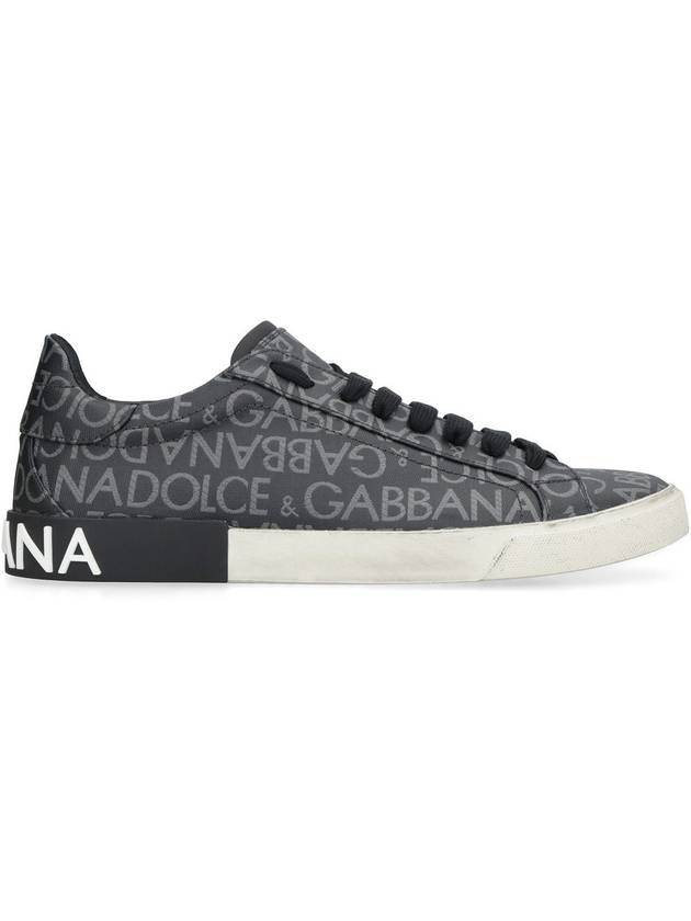 Portofino logo print low-top sneakers gray - DOLCE&GABBANA - BALAAN 3