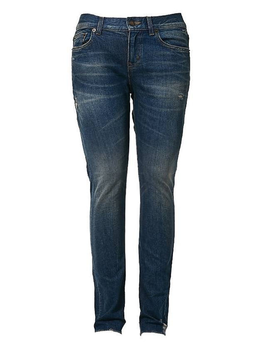 Women's Low Waist Cotton Skinny Jeans Blue - SAINT LAURENT - BALAAN 1