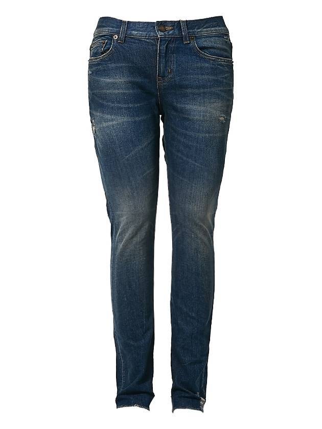 Women's Low Waist Cotton Skinny Jeans Blue - SAINT LAURENT - BALAAN 1