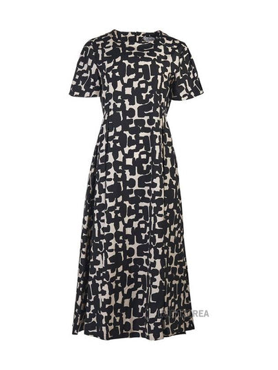 Callas Print Cotton Midi Dress Black - MAX MARA - BALAAN 2