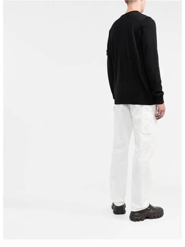 Logo Patch Round Neck Knit Top Black - STONE ISLAND - BALAAN 5