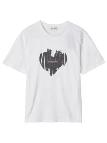 Logo heart short sleeve t shirt white - SAINT LAURENT - BALAAN 1