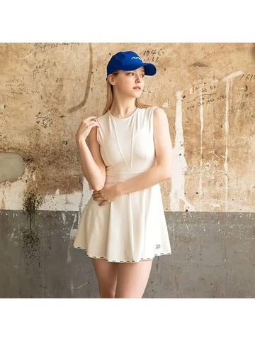 Golf Tennis Cut Sleeveless Dress Ivory - AVAVE - BALAAN 1