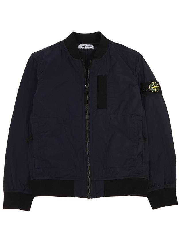 Kids Garment Dyed Cotton Nylon Bomber Jacket Navy - STONE ISLAND - BALAAN 3