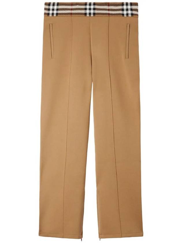 Check Trim Jogging Straight Pants Camel - BURBERRY - BALAAN 1