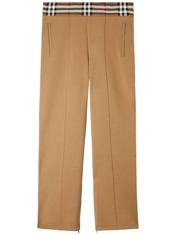 Check Trim Jogging Straight Pants Camel - BURBERRY - BALAAN 1