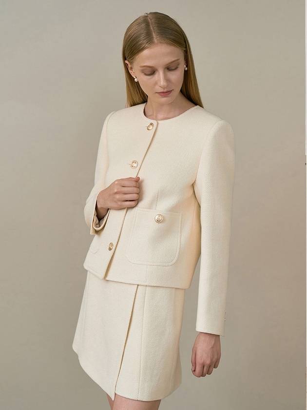 Women's BETTY Tweed Jacket Ivory - AME - BALAAN 6