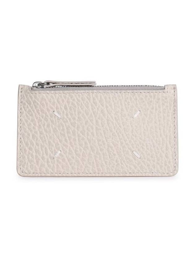 Pebble Leather Stitch Logo Zipper Card Wallet Greige - MAISON MARGIELA - BALAAN 2