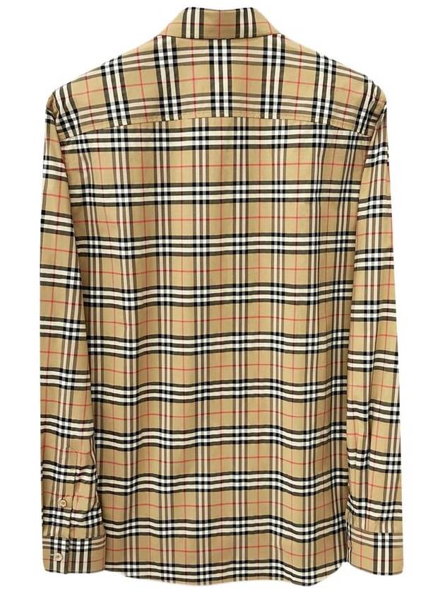 Small Scale Check Stretch Cotton Long Sleeve Shirt Beige - BURBERRY - BALAAN 3