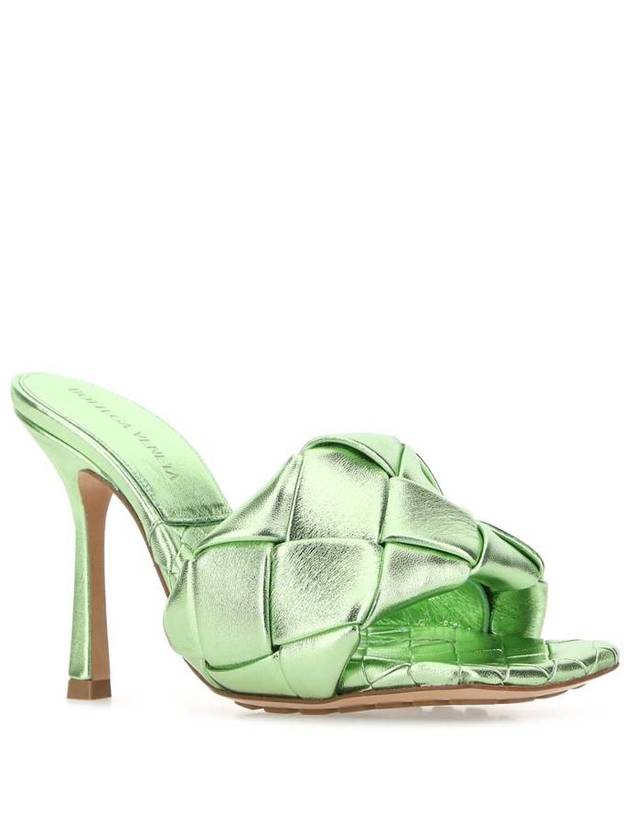 Lido Metallic Sandals Heel Green - BOTTEGA VENETA - BALAAN 3