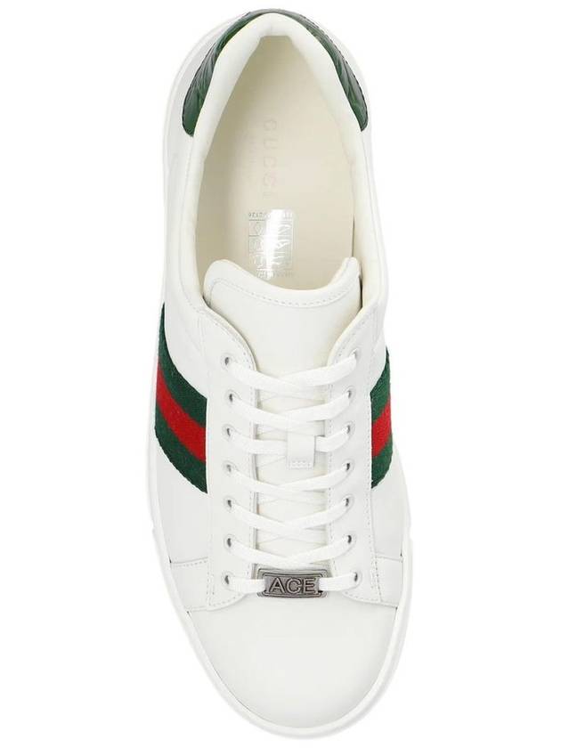 Ace Web Leather Low Top Sneakers White - GUCCI - BALAAN 5