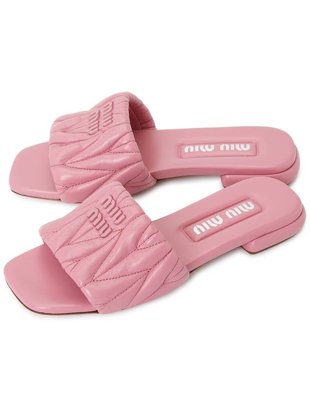 Logo Detail Slippers Pink - MIU MIU - BALAAN.