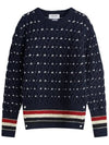 Wool Mohair Long Sleeve Knit Top Navy - THOM BROWNE - BALAAN 2