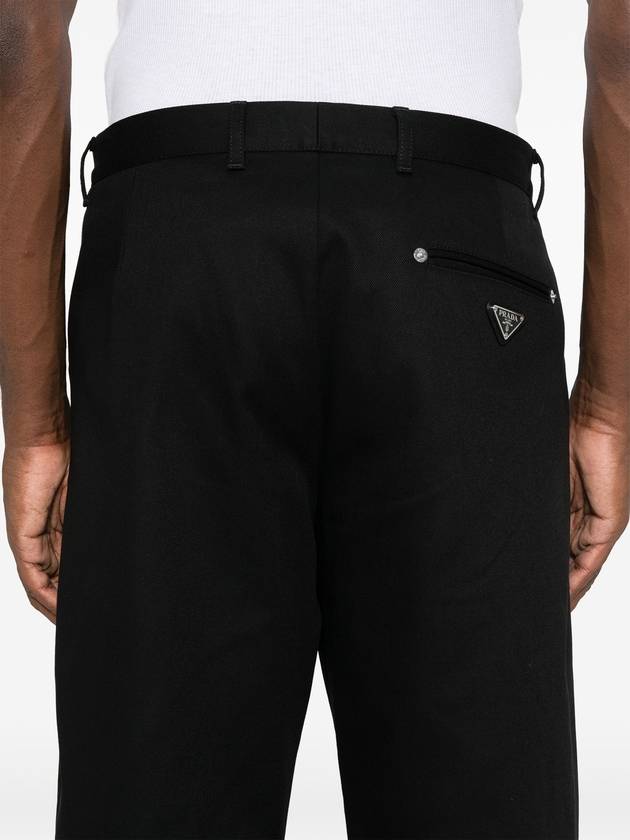 Triangle Logo Cotton Straight Pants Black - PRADA - BALAAN 6