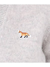 Baby Fox Patch Boxy Cardigan Light Grey Melange - MAISON KITSUNE - BALAAN 5