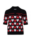 Intarsia Short Sleeve Polo Knit Top Black - MSGM - BALAAN 2