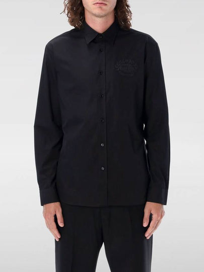 Embroidered Logo Long Sleeve Shirt Black - BURBERRY - BALAAN 2