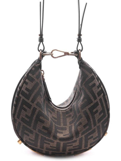 FF Jacquard Fabric Mini Cross Bag Brown - FENDI - BALAAN 2