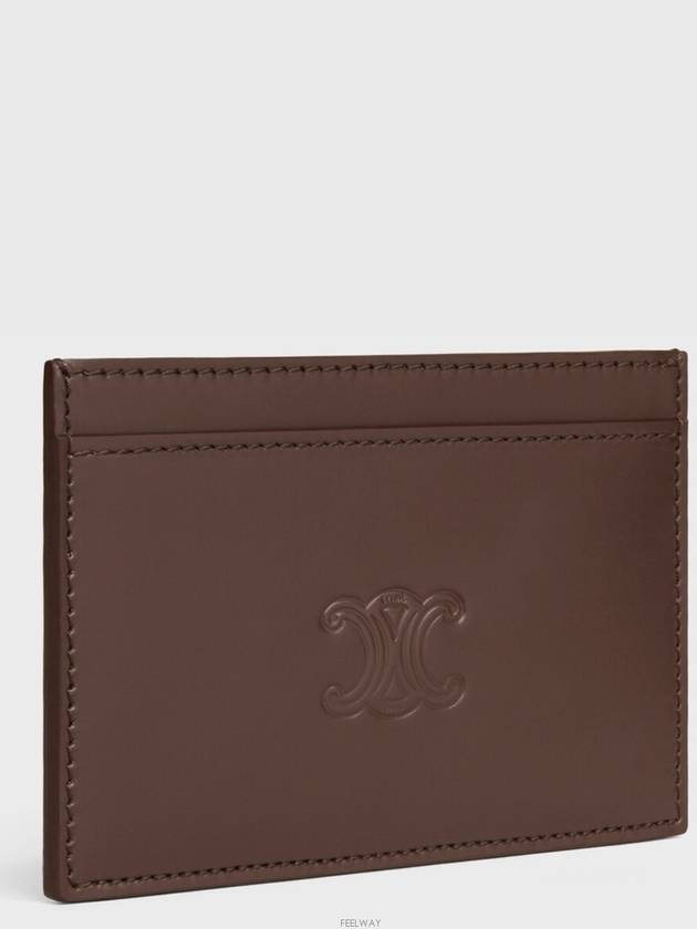 Card Holder Triomphe Embossed Satin Calfskin Chestnut - CELINE - BALAAN 3