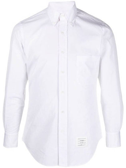 Men's Grosgrain Placket Solid Poplin Long Sleeve Shirt White - THOM BROWNE - BALAAN 2